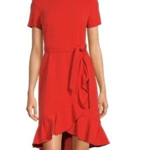 Calvin Klein Women's Ruffled Tulip Hem Crepe Dress Orange Size 14